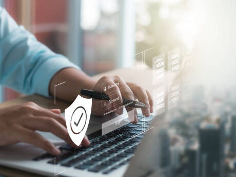 cybersecurity concept Global network security technology, business people protect personal information. Encryption with a padlock icon on the virtual interface.